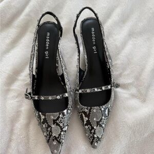Madden Girl Studded Snake Print Slingback Heels